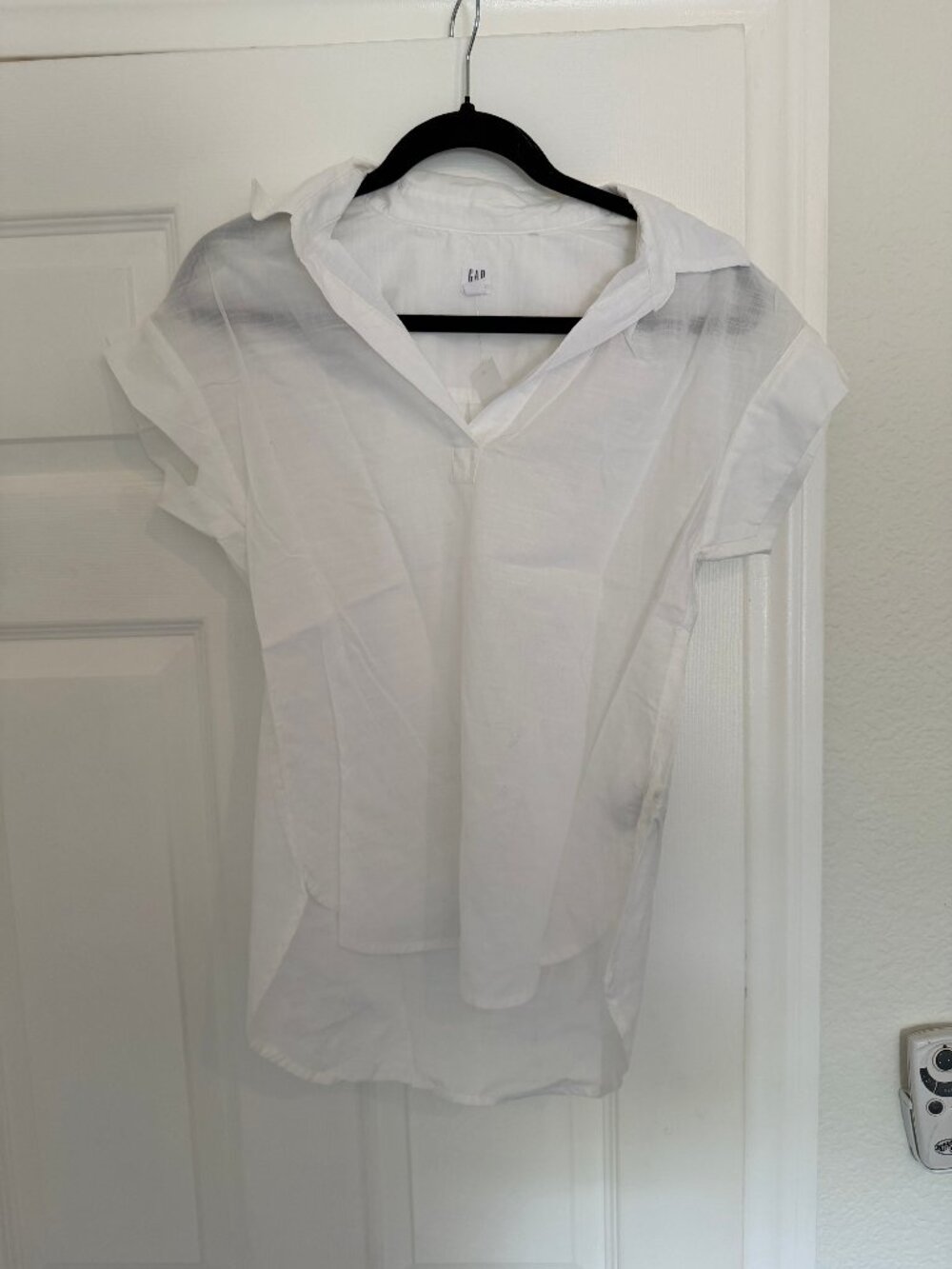 Gap White Linen-style Collared Top Size XS